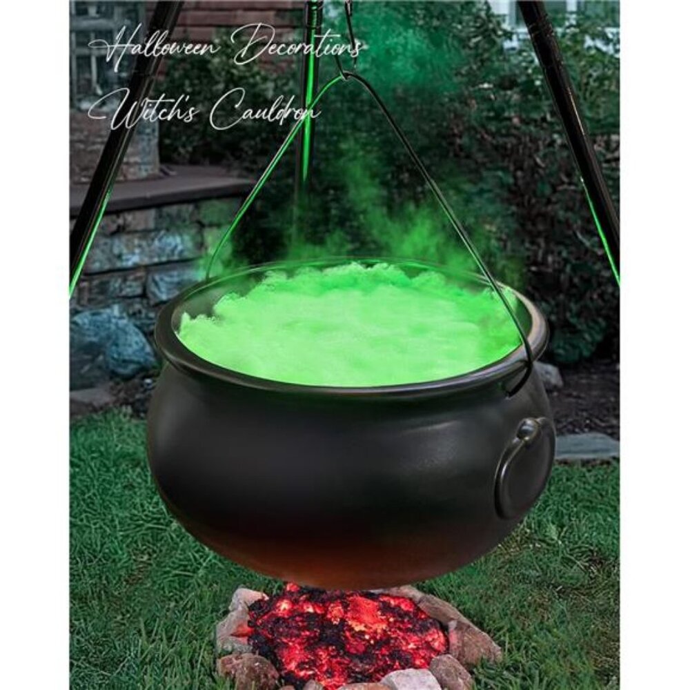 Halloween Decorations - Large Witches Cauldron on 54" Tripod with Lights